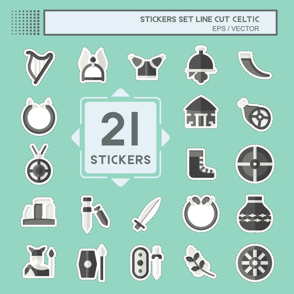 Sticker line cut Set Celtic. related to Mythology symbol. simple design editable. simple illustration vector