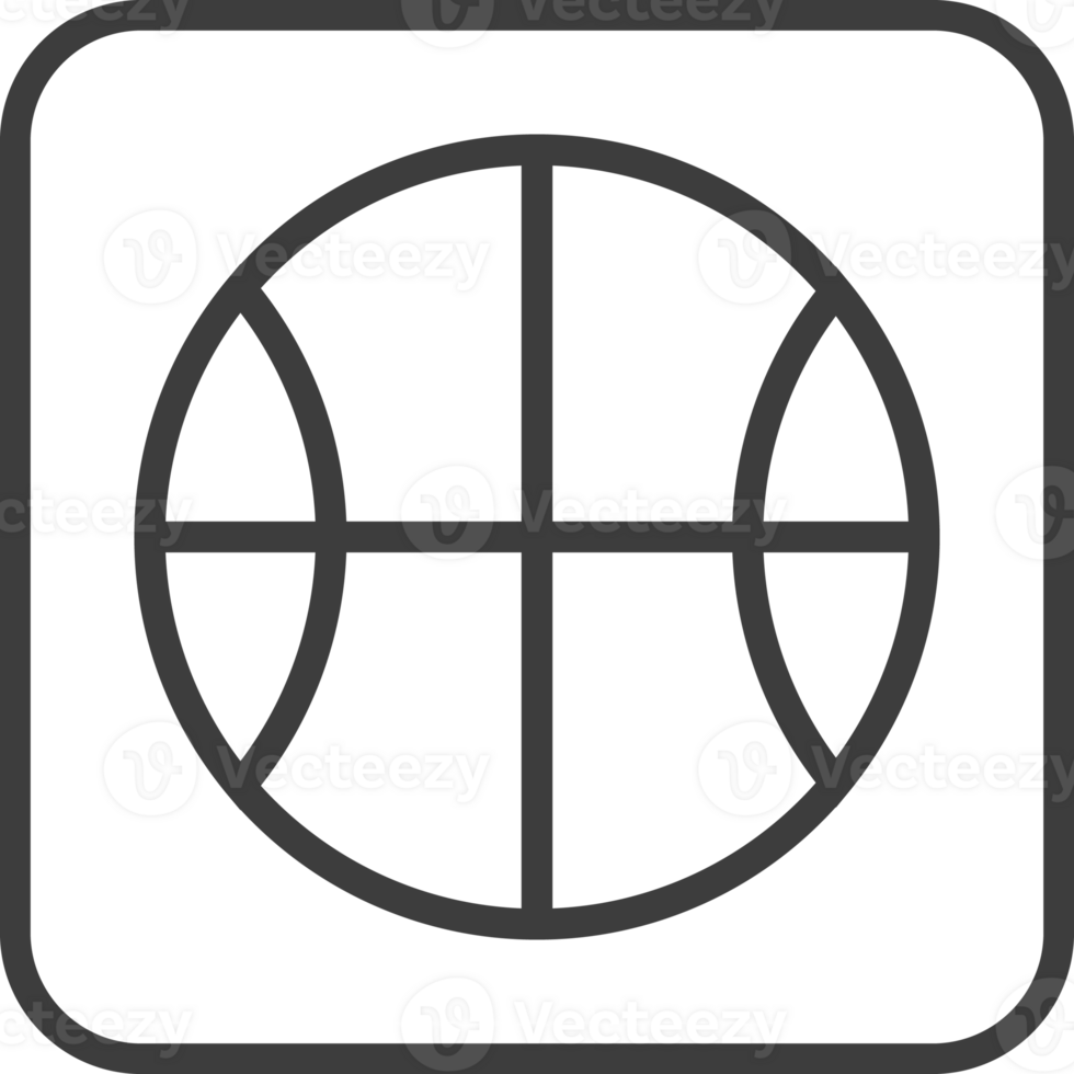 basketbal icoon in dun lijn zwart plein kozijnen. png