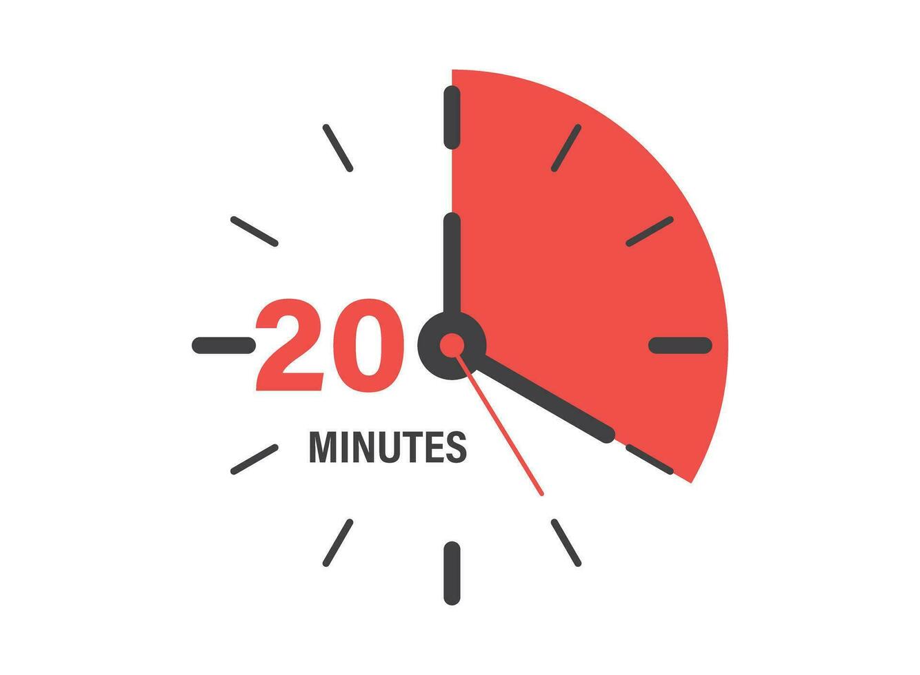 20 minutes on stopwatch icon in flat style. Clock face timer vector illustration on isolated background. Countdown sign business concept.