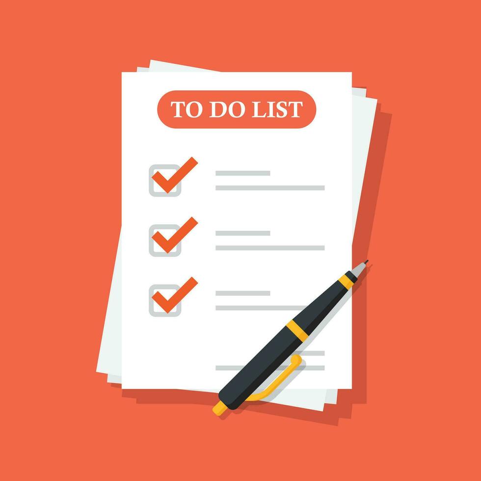 To do list or planning icon in flat style. Paper sheet with clipboard vector illustration on isolated background. Checkbox plan sign business concept.