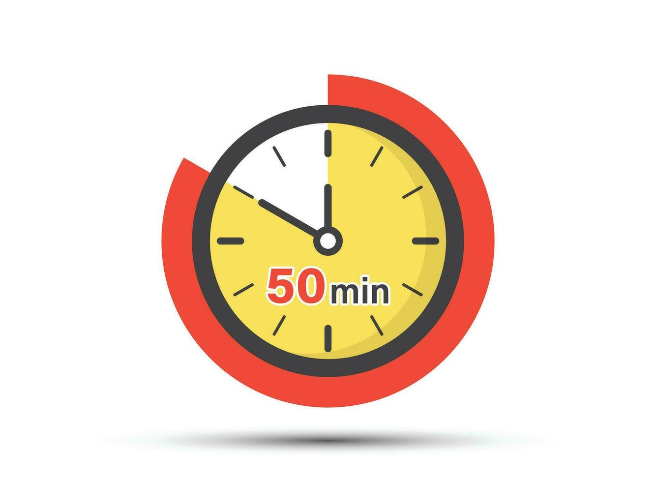 50 minutes on stopwatch icon in flat style. Clock face timer vector illustration on isolated background. Countdown sign business concept.