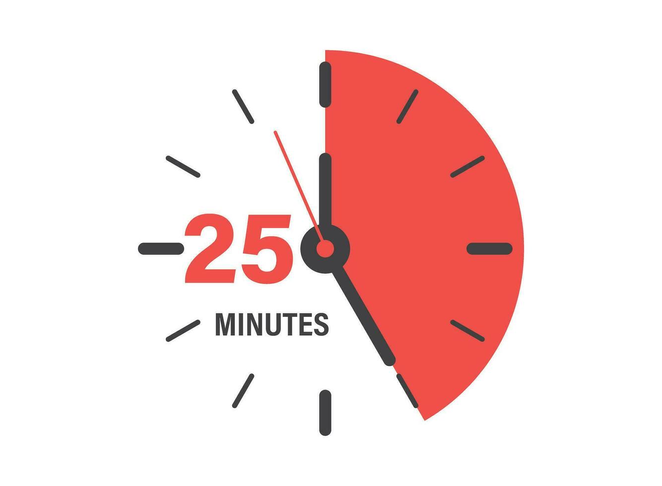 25 minutes on stopwatch icon in flat style. Clock face timer vector illustration on isolated background. Countdown sign business concept.