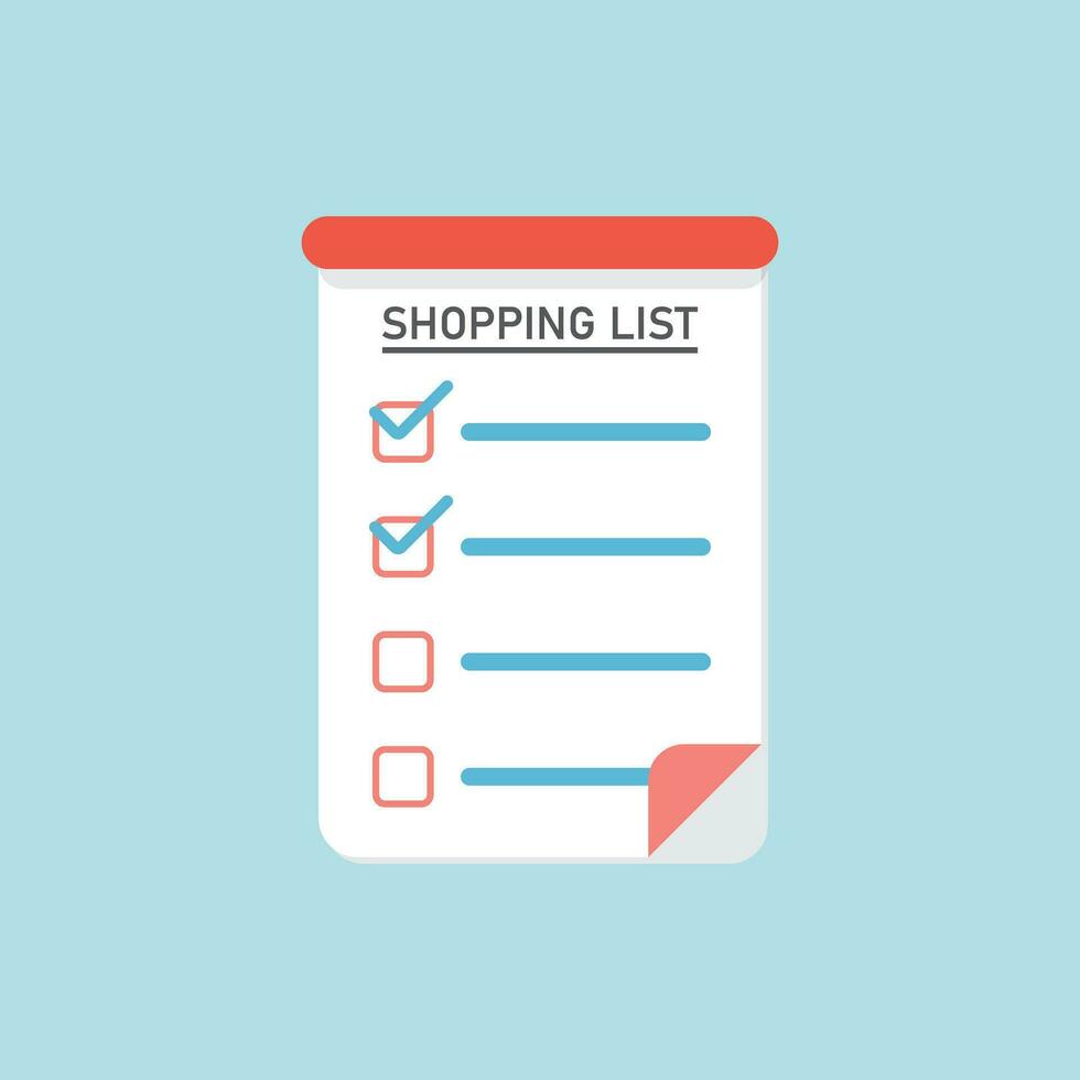 Shopping list icon in flat style. Memo pages vector illustration on isolated background. Daily planner sign business concept.