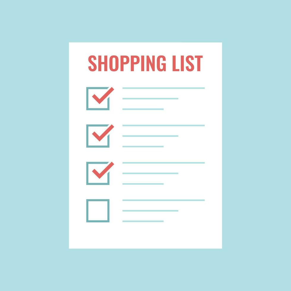 Shopping list icon in flat style. Memo pages vector illustration on isolated background. Daily planner sign business concept.