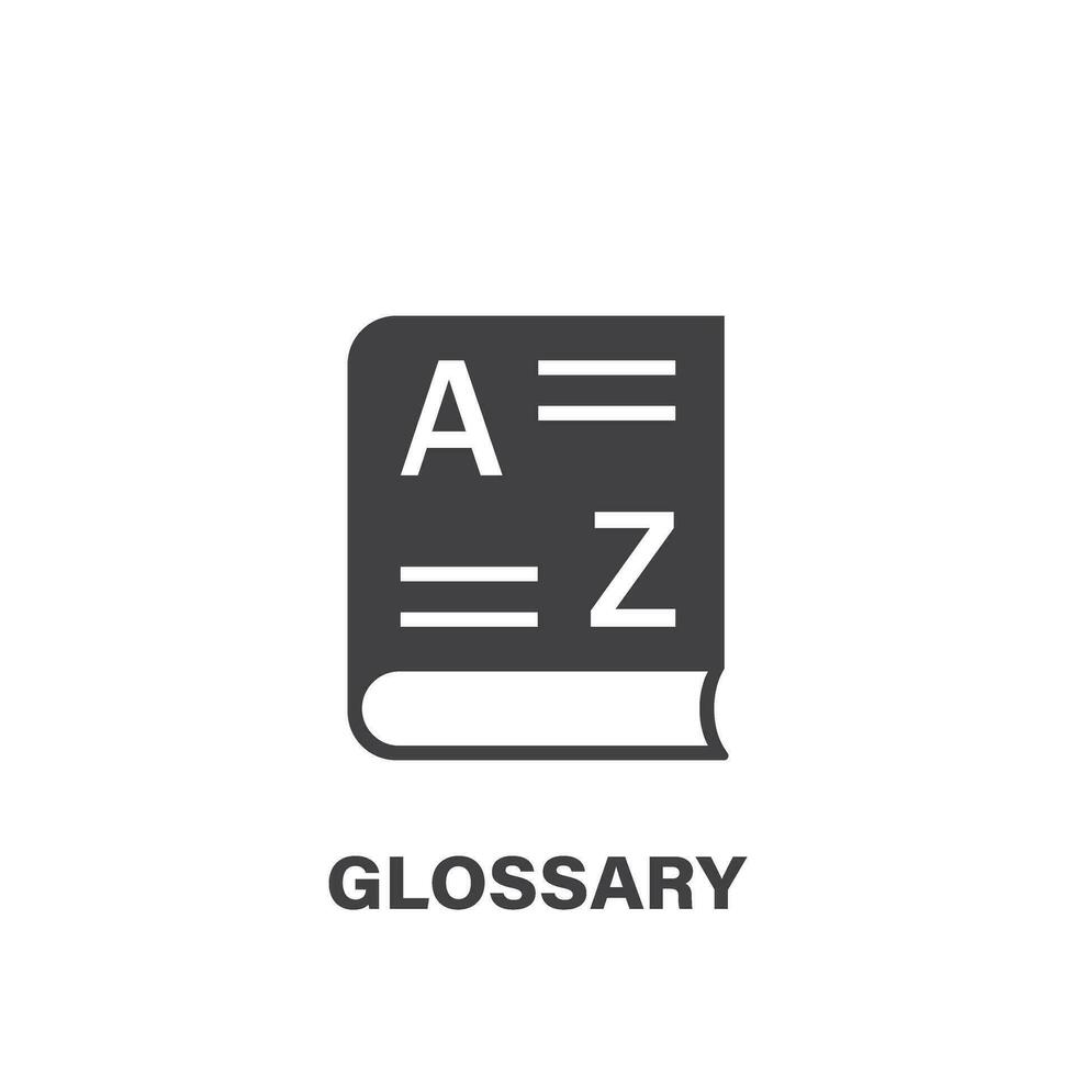 Glossary book icon in flat style. Guidebook encyclopedia vector illustration on isolated background. A-Z notebook sign business concept.
