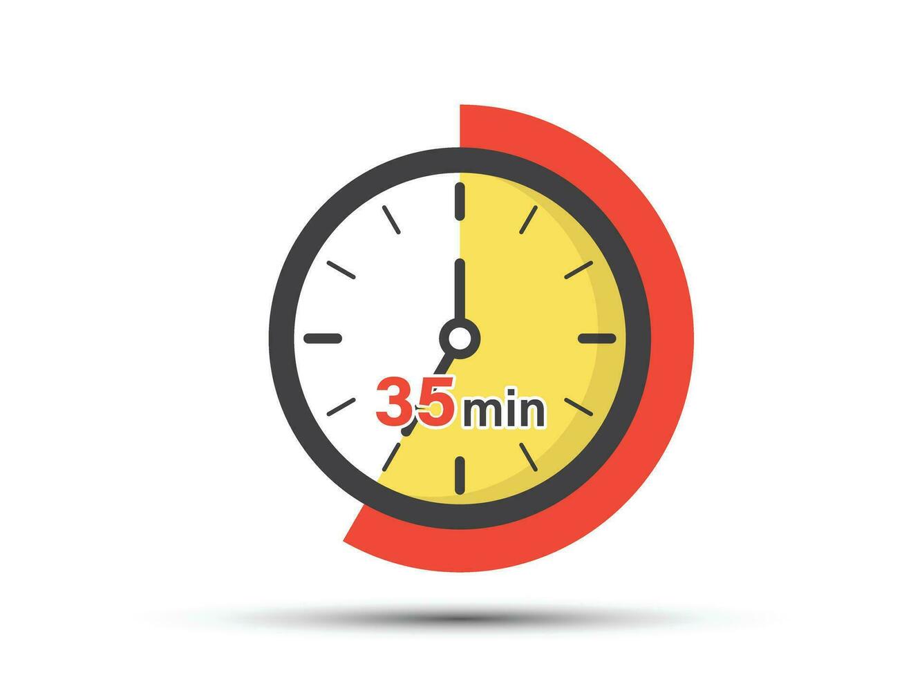 35 minutes on stopwatch icon in flat style. Clock face timer vector illustration on isolated background. Countdown sign business concept.