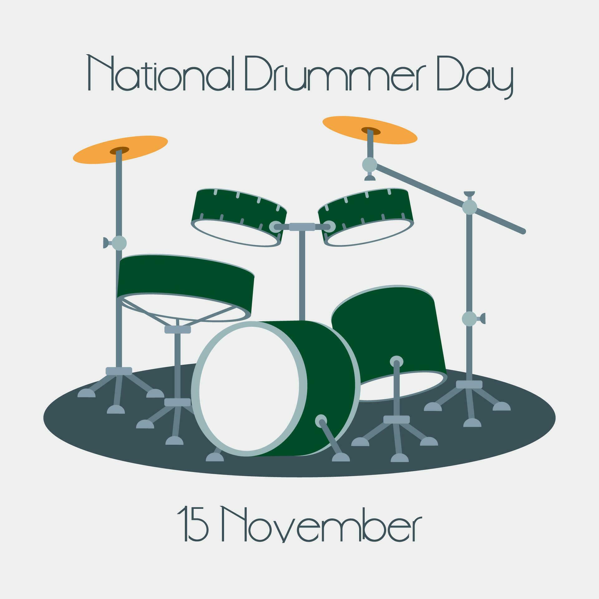 National Hug a Drummer Day. Vector Flat style illustration with