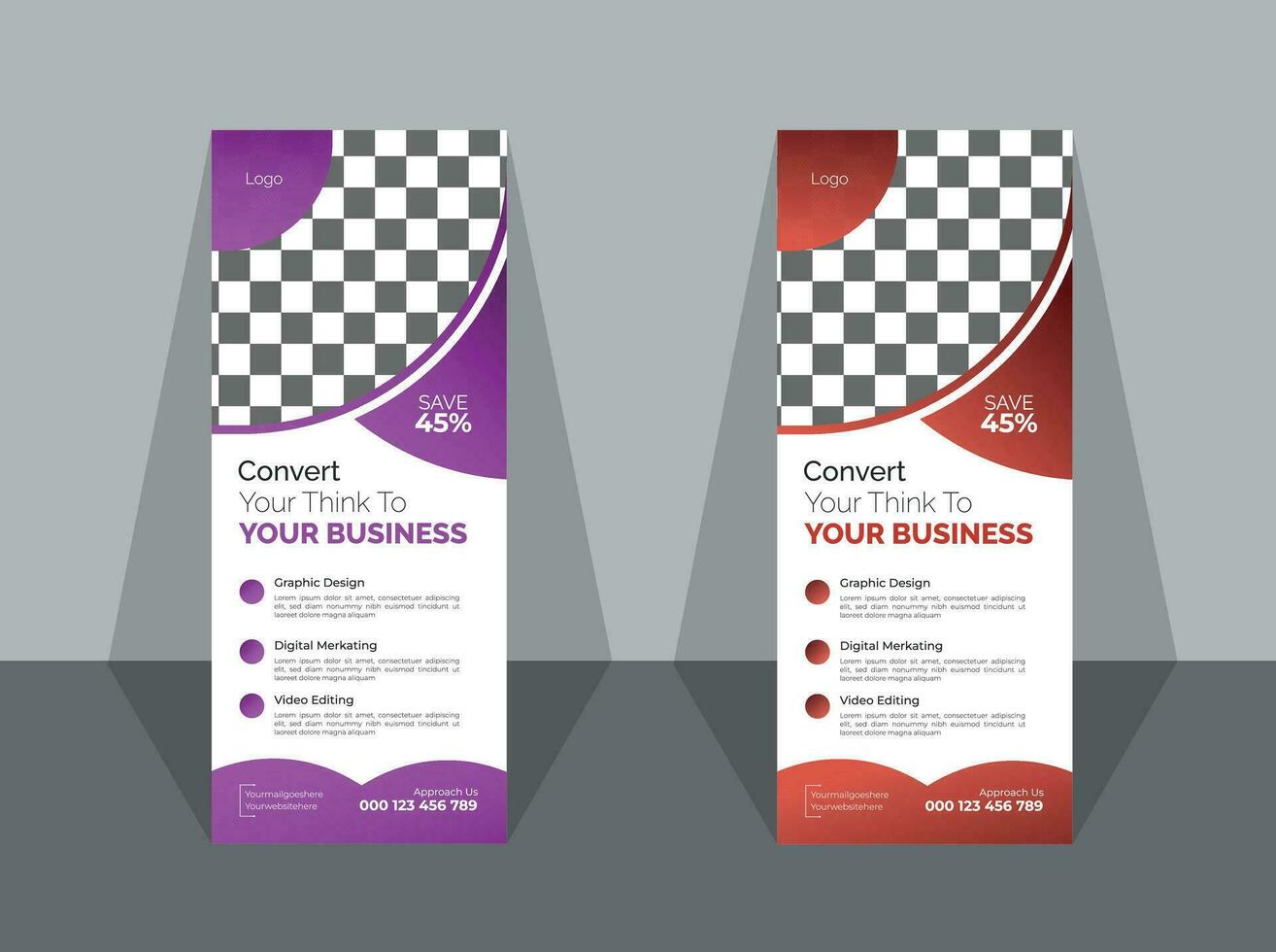 vector gradient business roll up banner vertical set.
