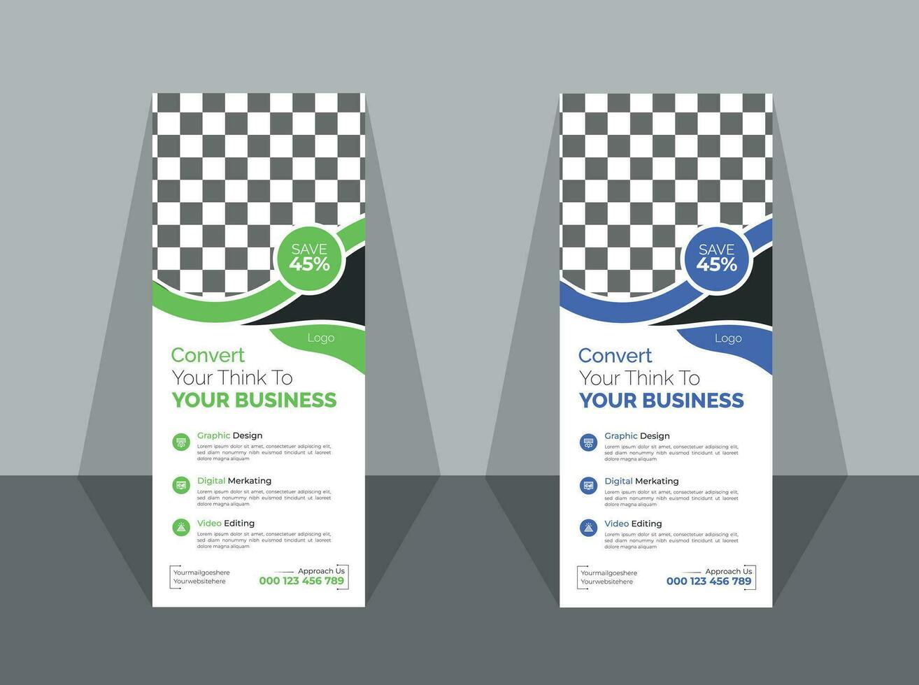 vector gradient business roll up banner vertical set.