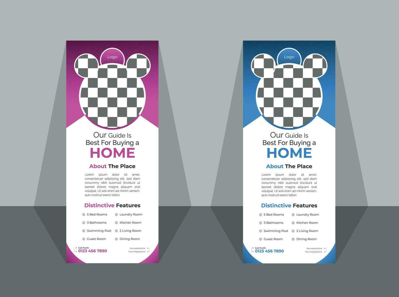 Vector home for sale roll-up banner design.