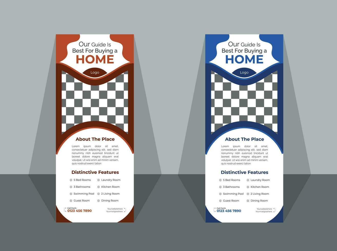 Vector home for sale roll-up banner design.