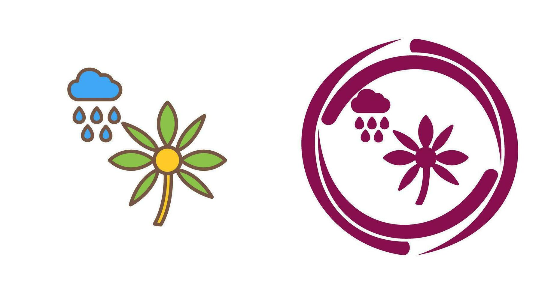 Flower with rain Vector Icon