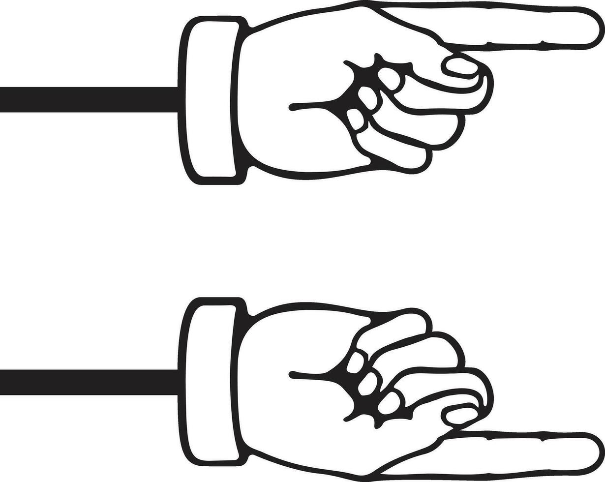 A hand pointing a finger in a direction icon in flat set . isolated in transparent background. collection antique engraving style. point hand gesture sign symbol vector for apps and websites