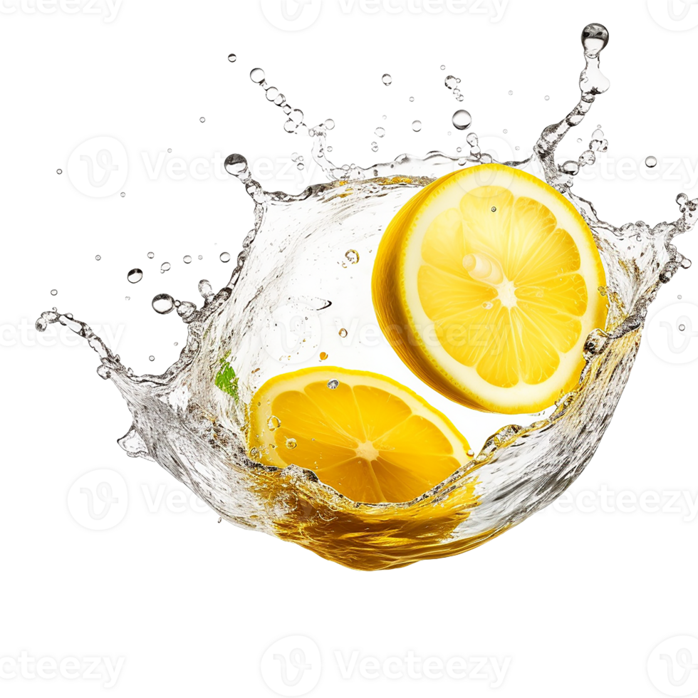 photorealistic image of a water splash. transparent splash of blue water with drops and splashes. AI generated png