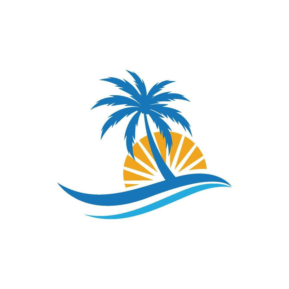 Palm tree summer logo template vector