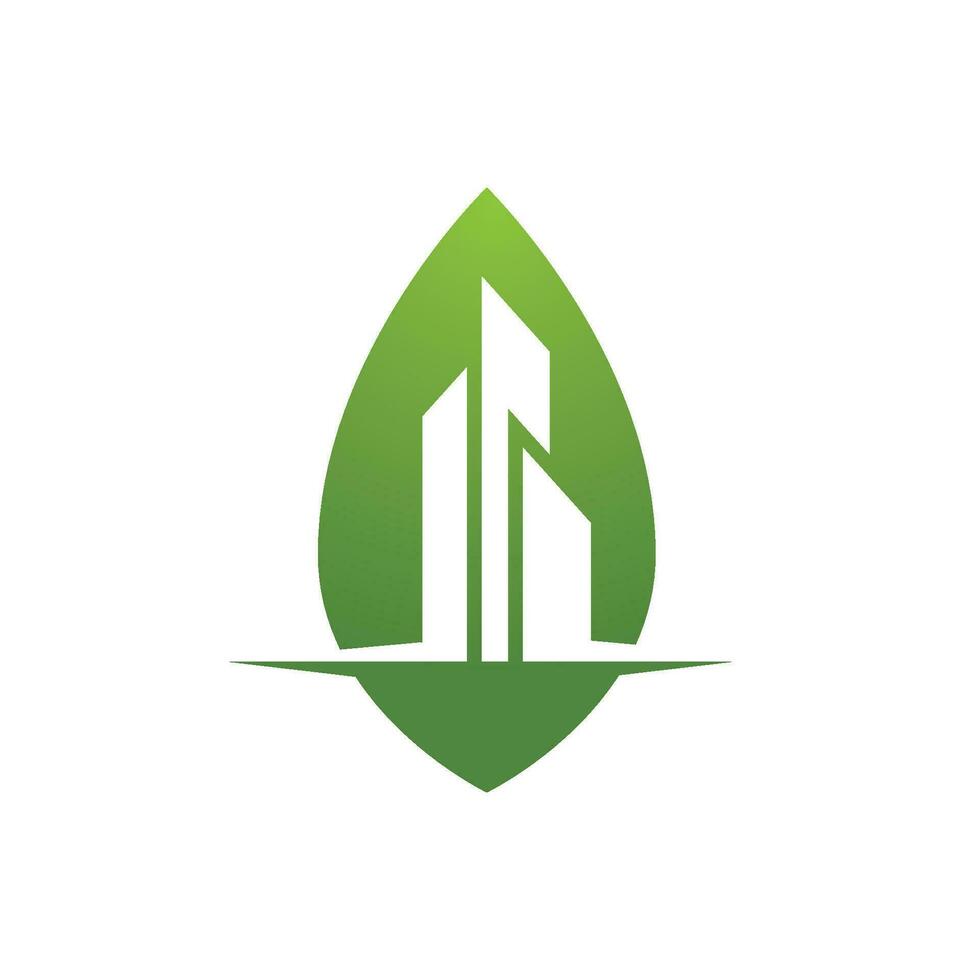 logotipos de la ecología de la hoja del árbol verde vector