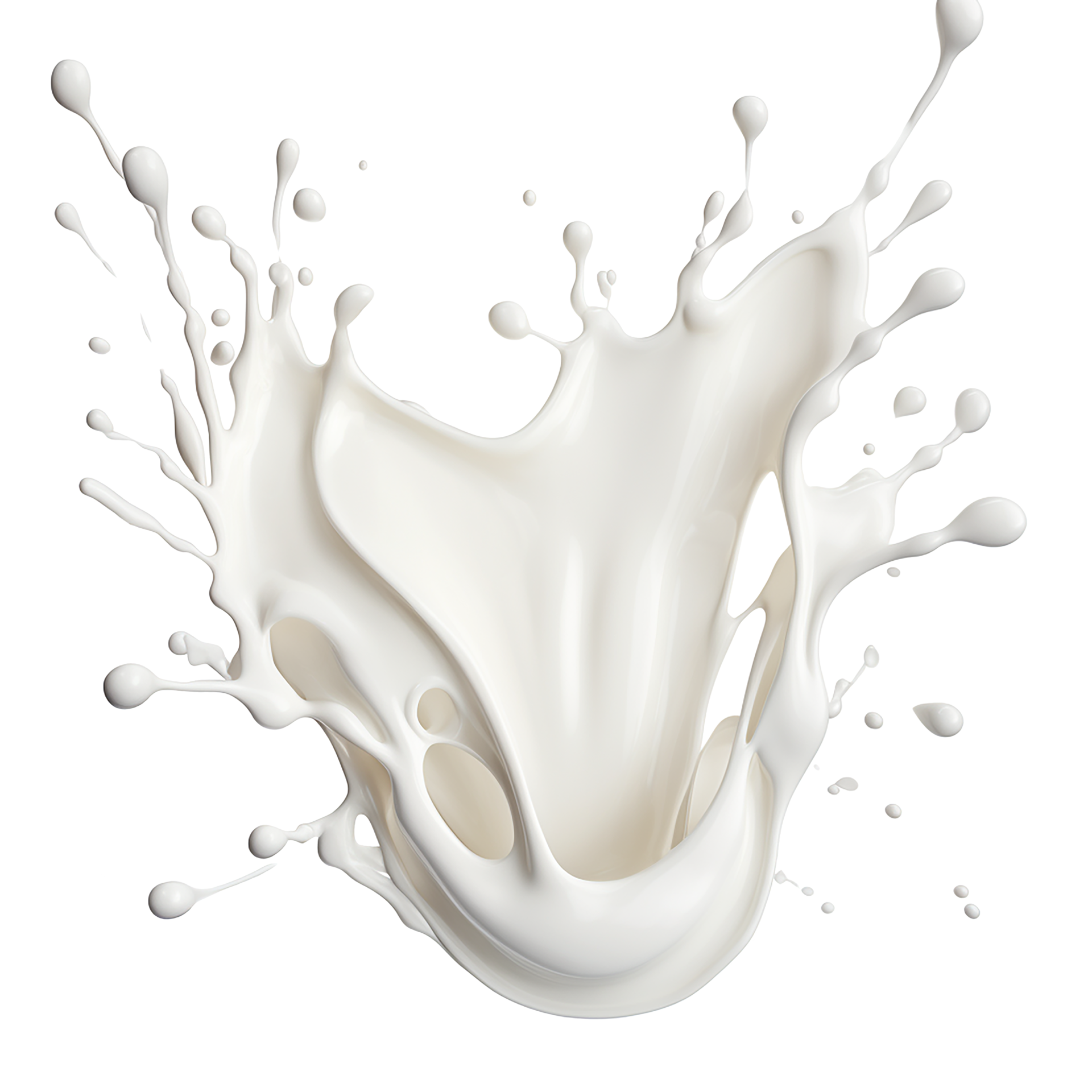 photorealistic image of a splash of milk. splash of white milk, cream