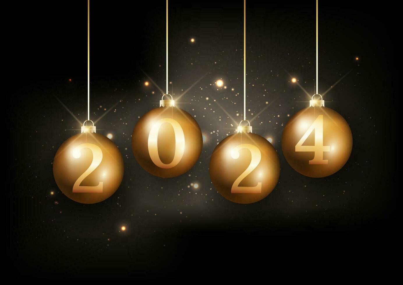 Happy New Year background with hanging gold baubles vector
