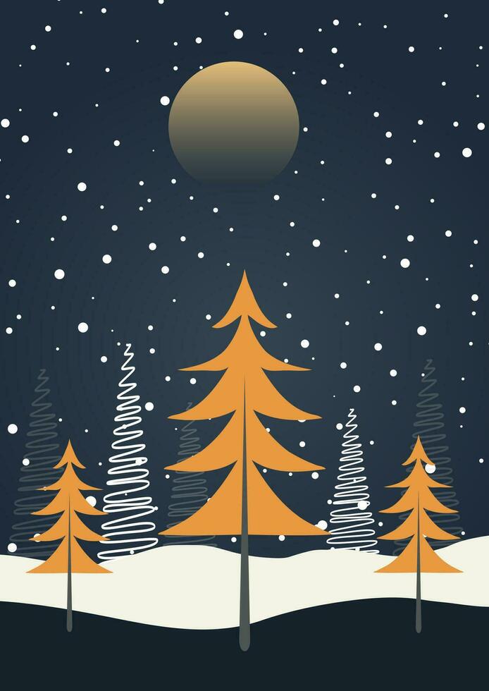 Christmas card design with hand drawn trees design vector
