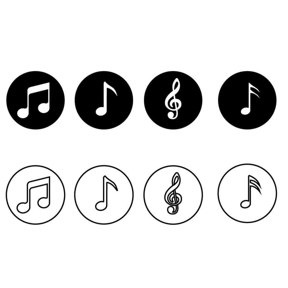 música notas vector icono colocar. Nota ilustración firmar recopilación. música símbolo o logo.