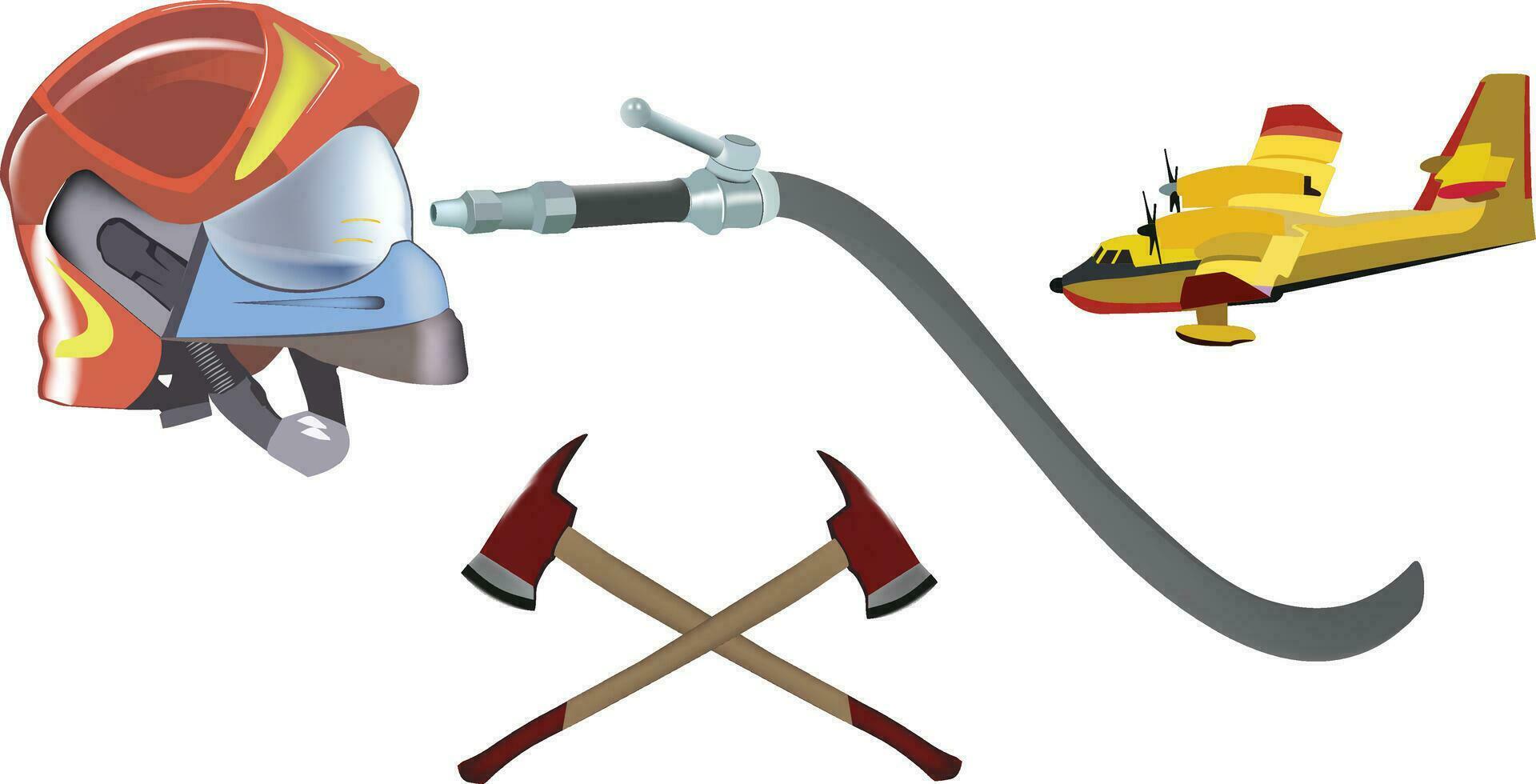 hydrant helmet and canadair firefighters- vector