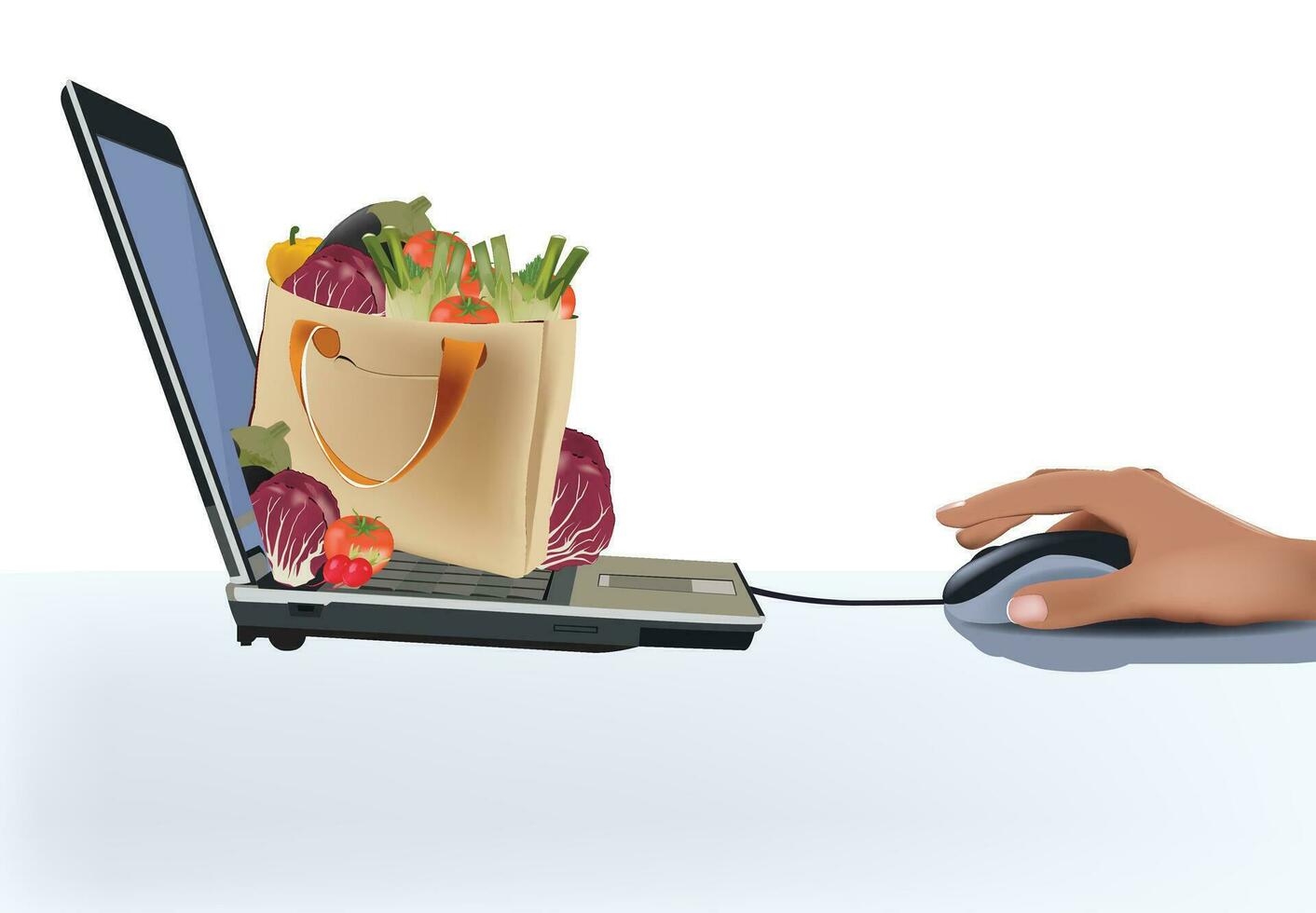 computer connection purchase vegetable vector