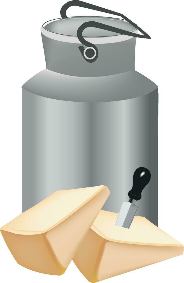 milk container with pieces of cheese- vector