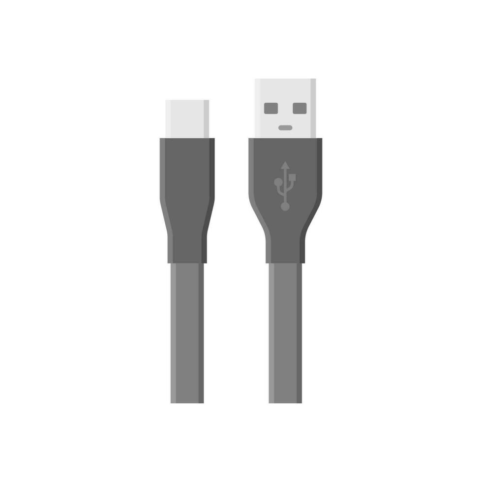 USB cable plano diseño vector ilustración aislado en blanco antecedentes. conectores y enchufes para ordenador personal y móvil dispositivos. computadora periféricos conector o teléfono inteligente recargar suministro