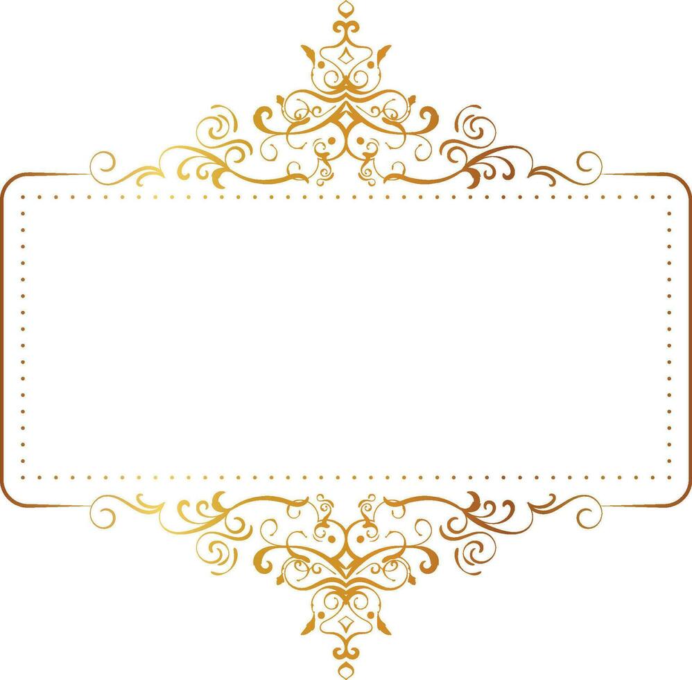 Rectangle gold border frame decoration. vector
