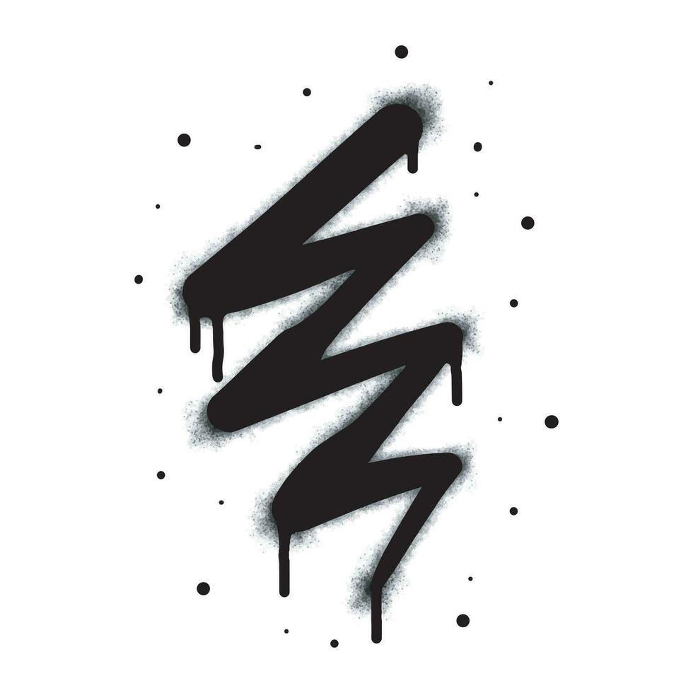 Spray graffiti lightning bolt sign painted black on white. Lightning symbol. isolated on white background. vector illustration