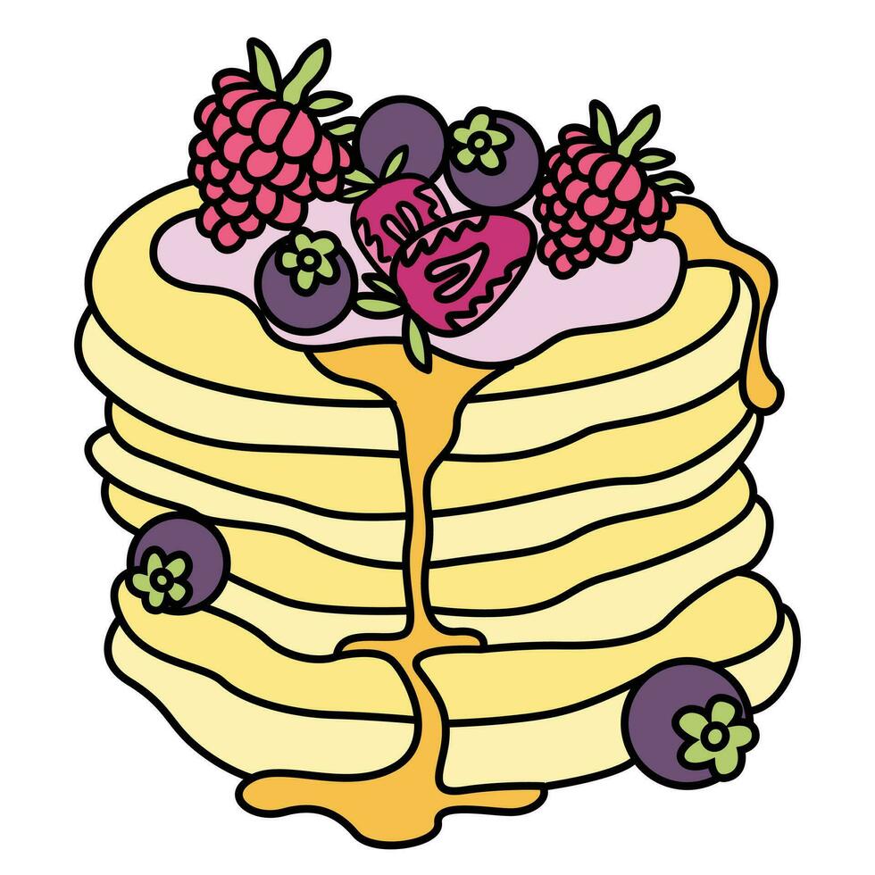 Strawberry Blueberry Raspberry Pancake Clipart vector