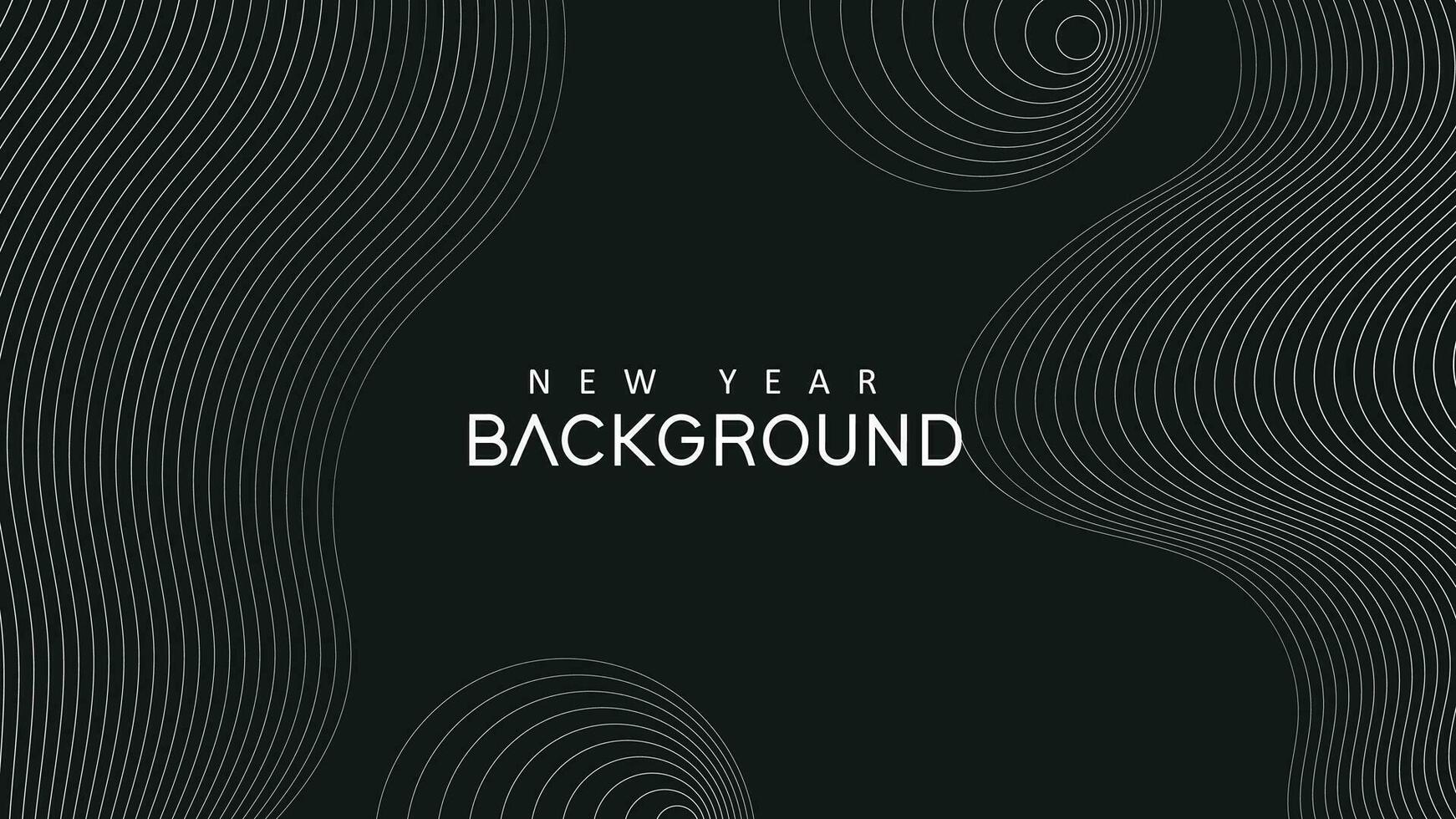 Happy New Year Premium background wave line isolated black background. Modern futuristic graphic design element. minimalist symmetric. vector