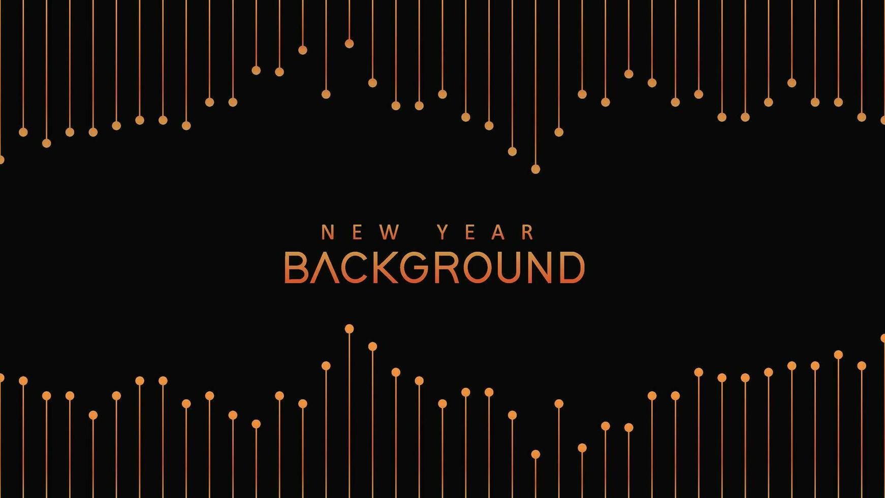 Happy New Year Premium background wave line isolated black background. Modern futuristic graphic design element. minimalist symmetric. vector