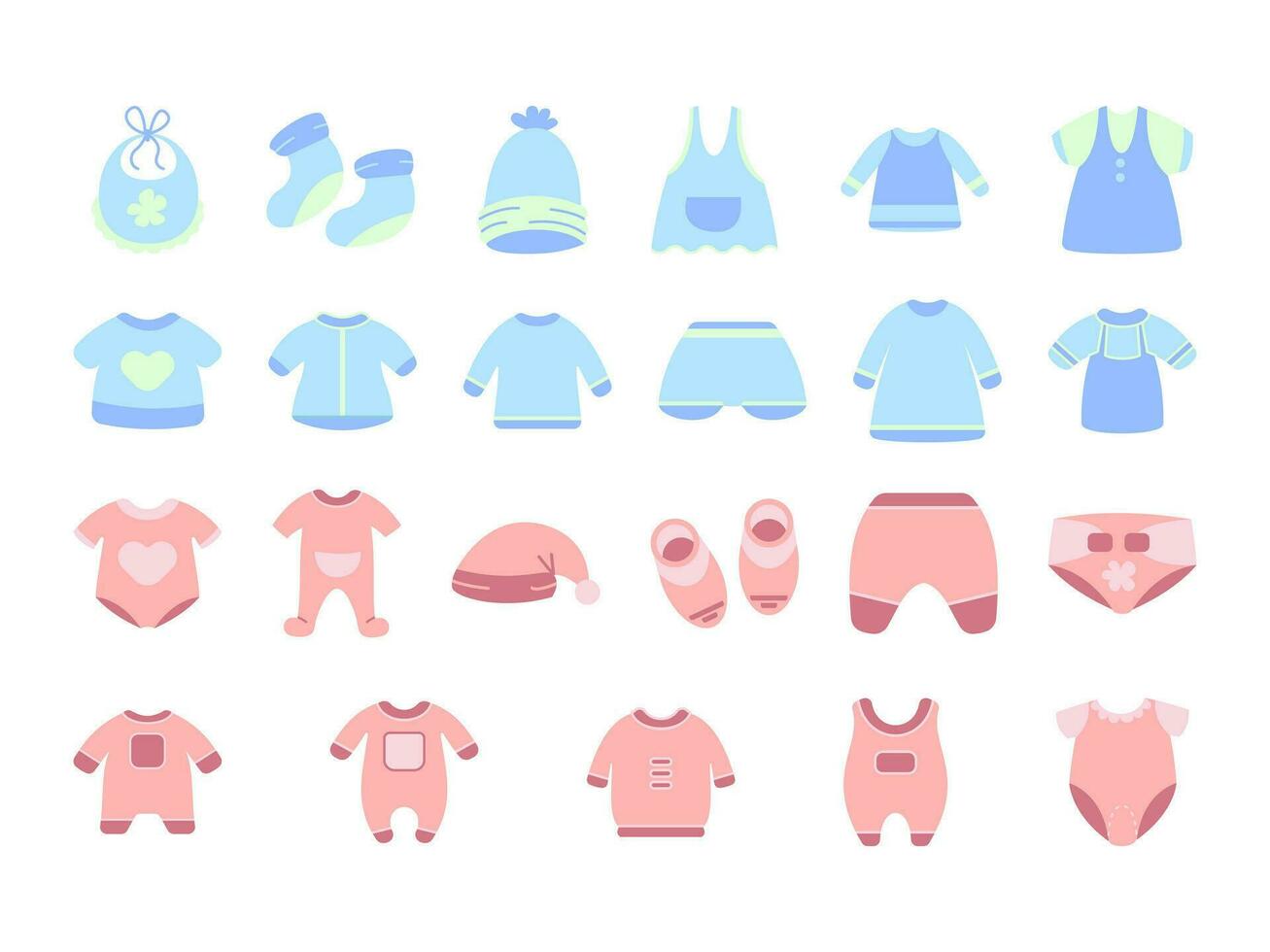 Cute baby and children clothes collection, Vector illustration in flat cartoon style