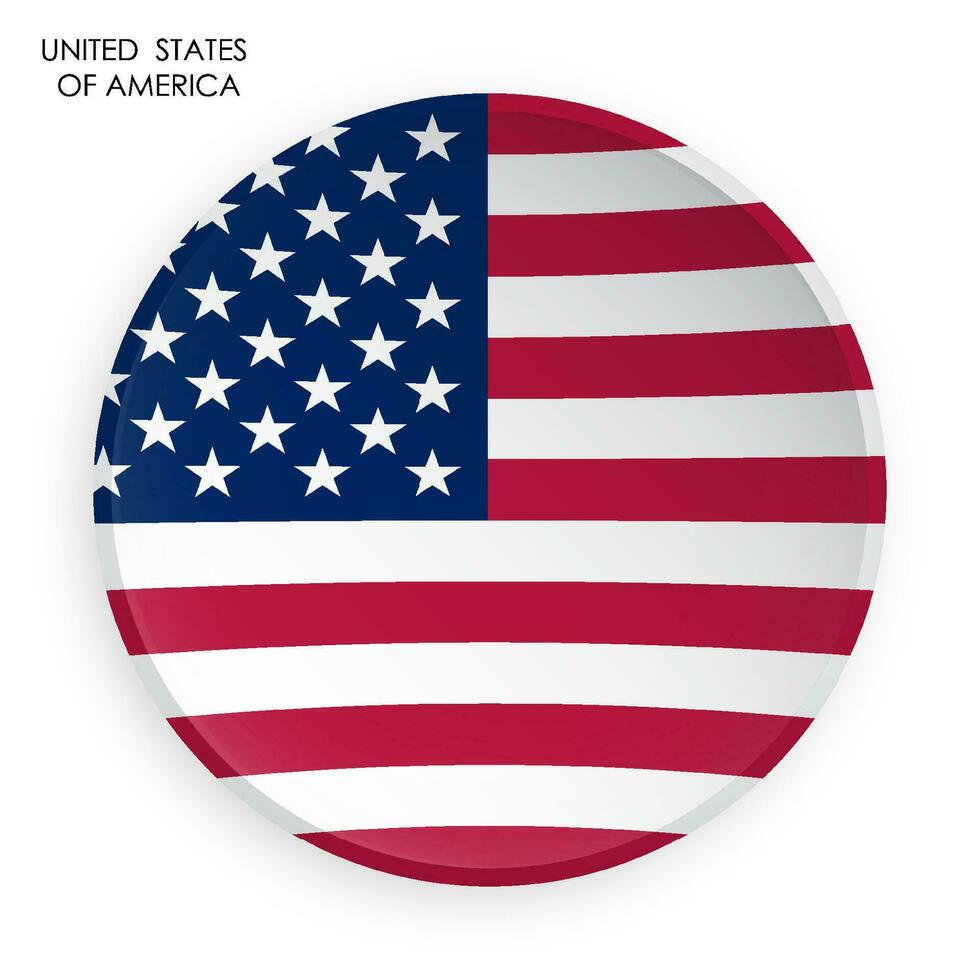 unido estados de America bandera icono en moderno neomorfismo estilo. botón para móvil solicitud o web. vector en blanco antecedentes