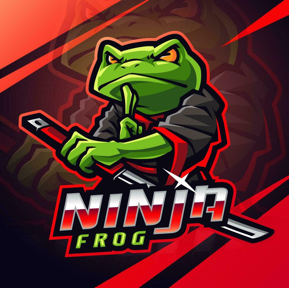 Ninja frog esport mascot logo vector