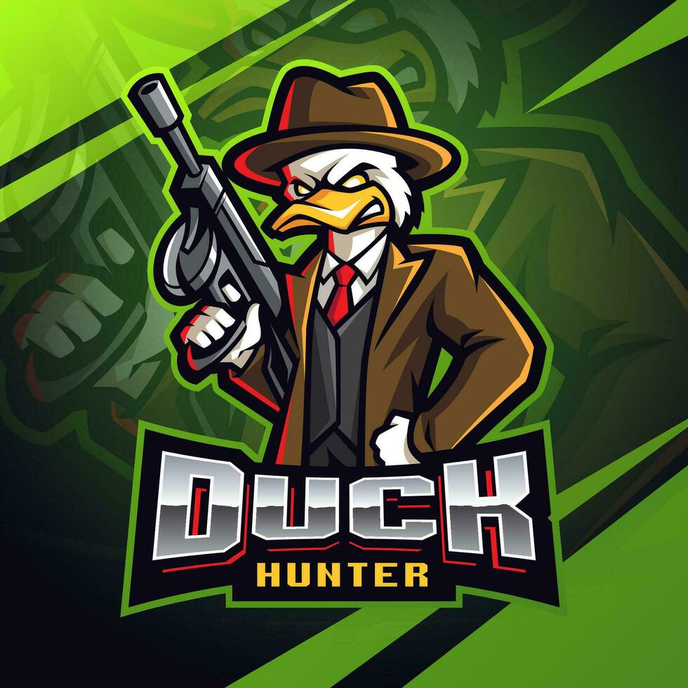 diseño de logotipo de mascota de esport de cazador de patos vector