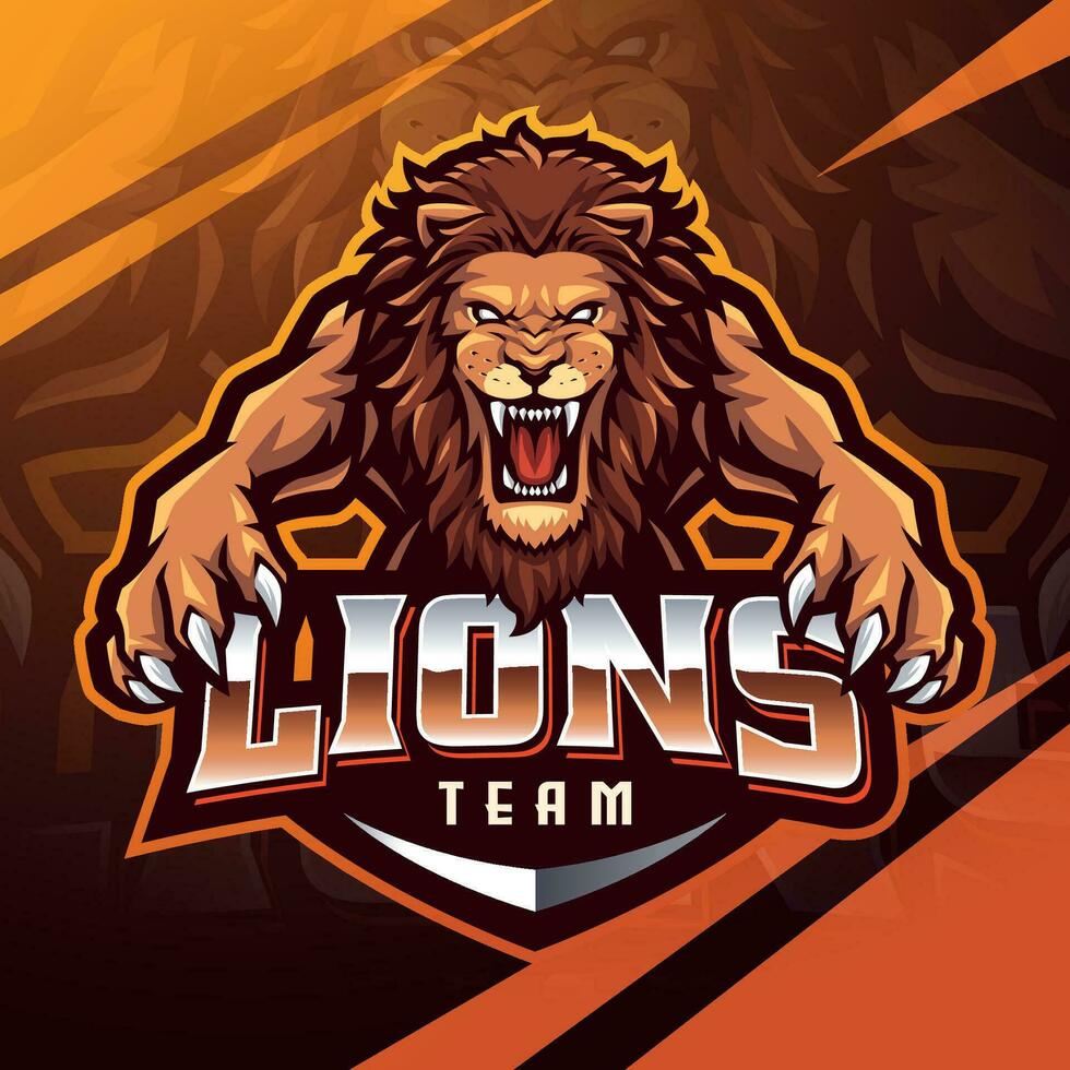 Lion head esport mascot logo design vector