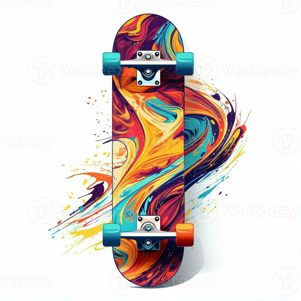 Colorful skateboard on white background AI Generative photo