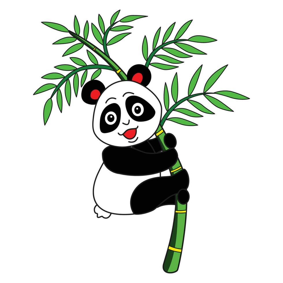 vector ilustración de panda oso a el bambú