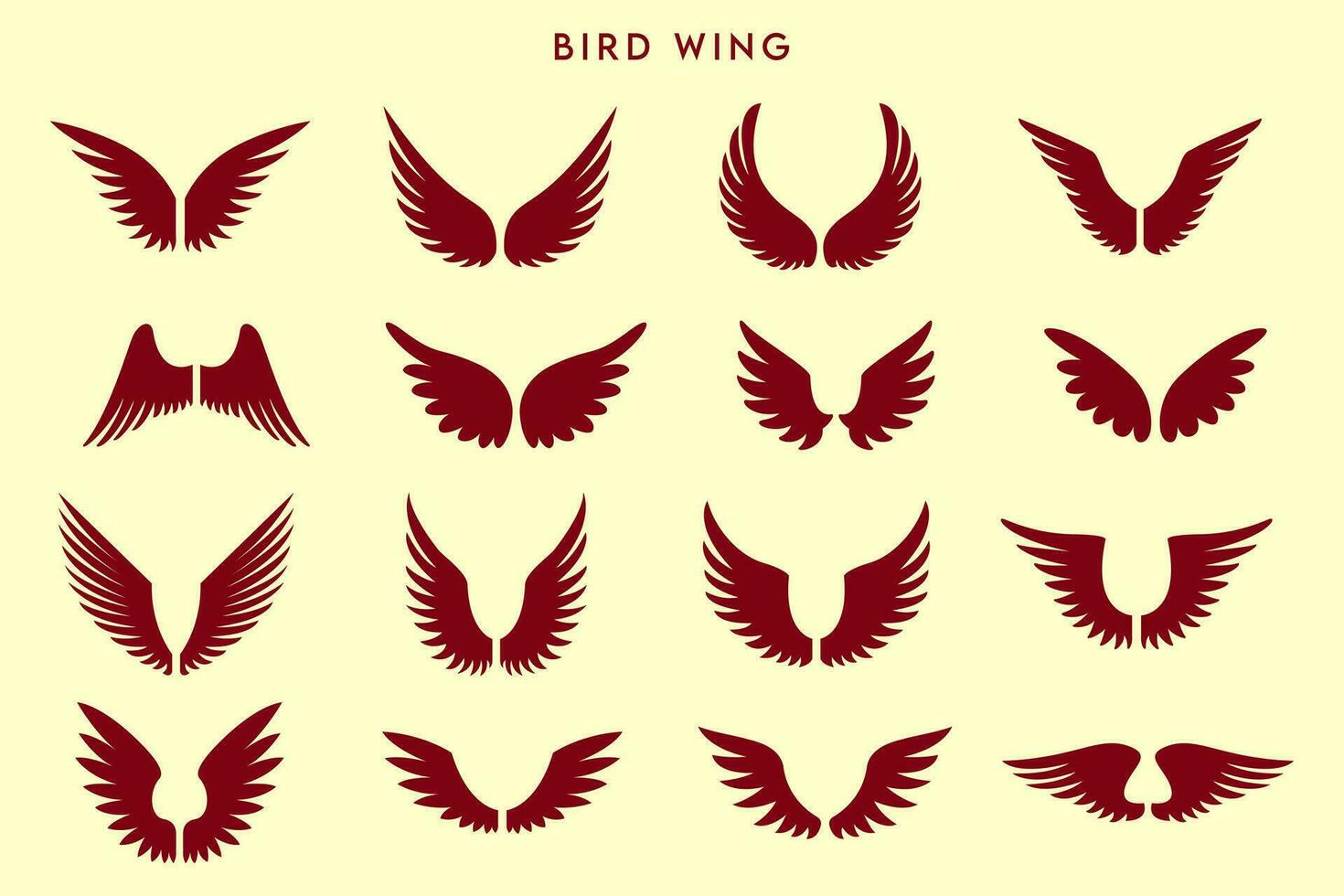 monochrome wings set. flying symbols vector