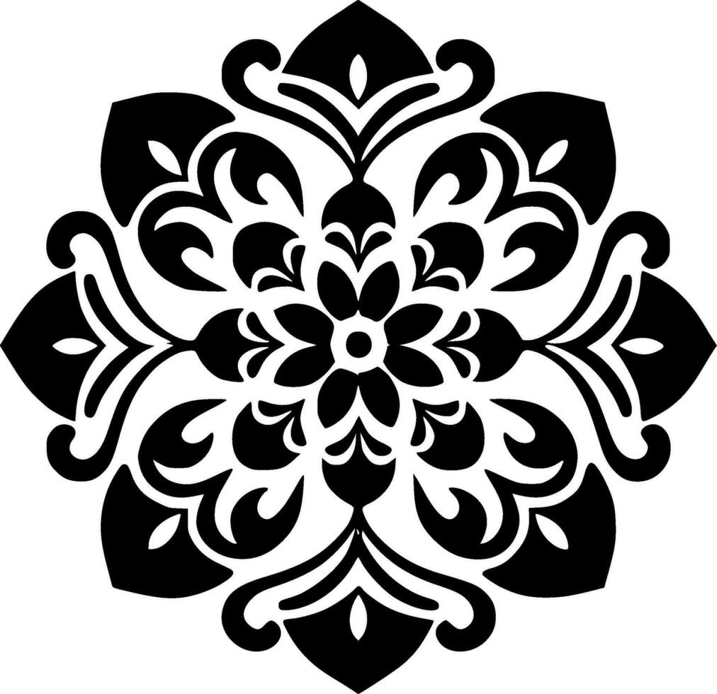 Mandala - Black and White Isolated Icon - Vector illustration