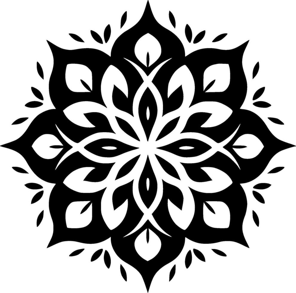 Mandala - Black and White Isolated Icon - Vector illustration