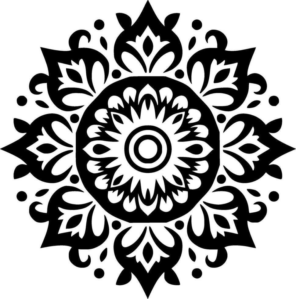 Mandala, Black and White Vector illustration
