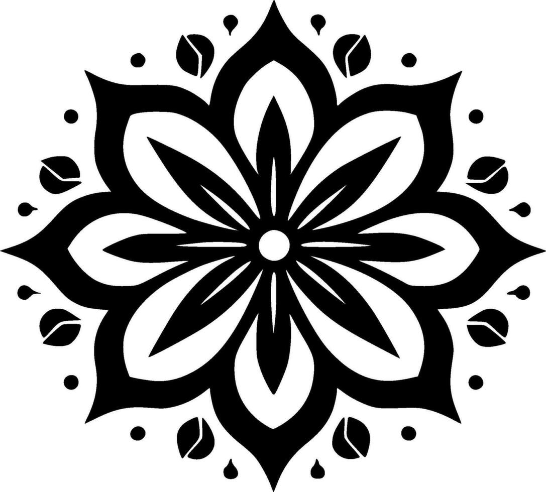 Mandala - Black and White Isolated Icon - Vector illustration
