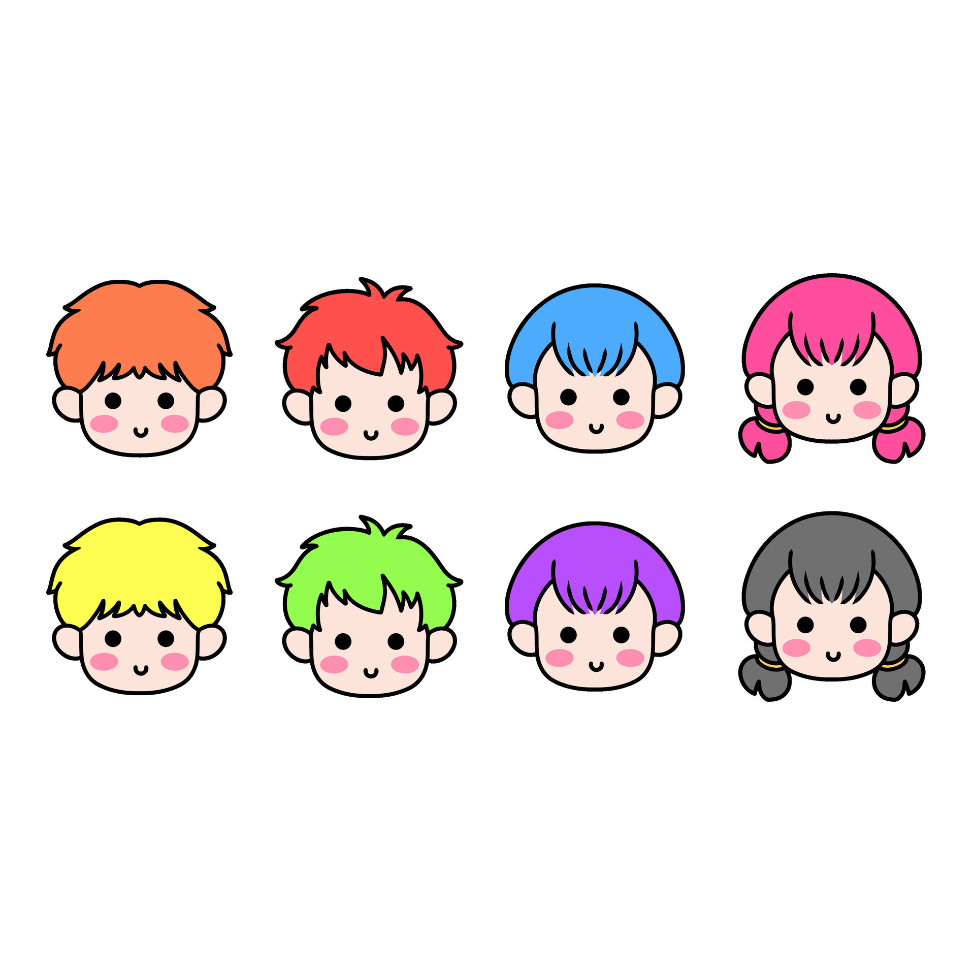 Human Facial Expression Art With Colored Hair, Design Illustration ...