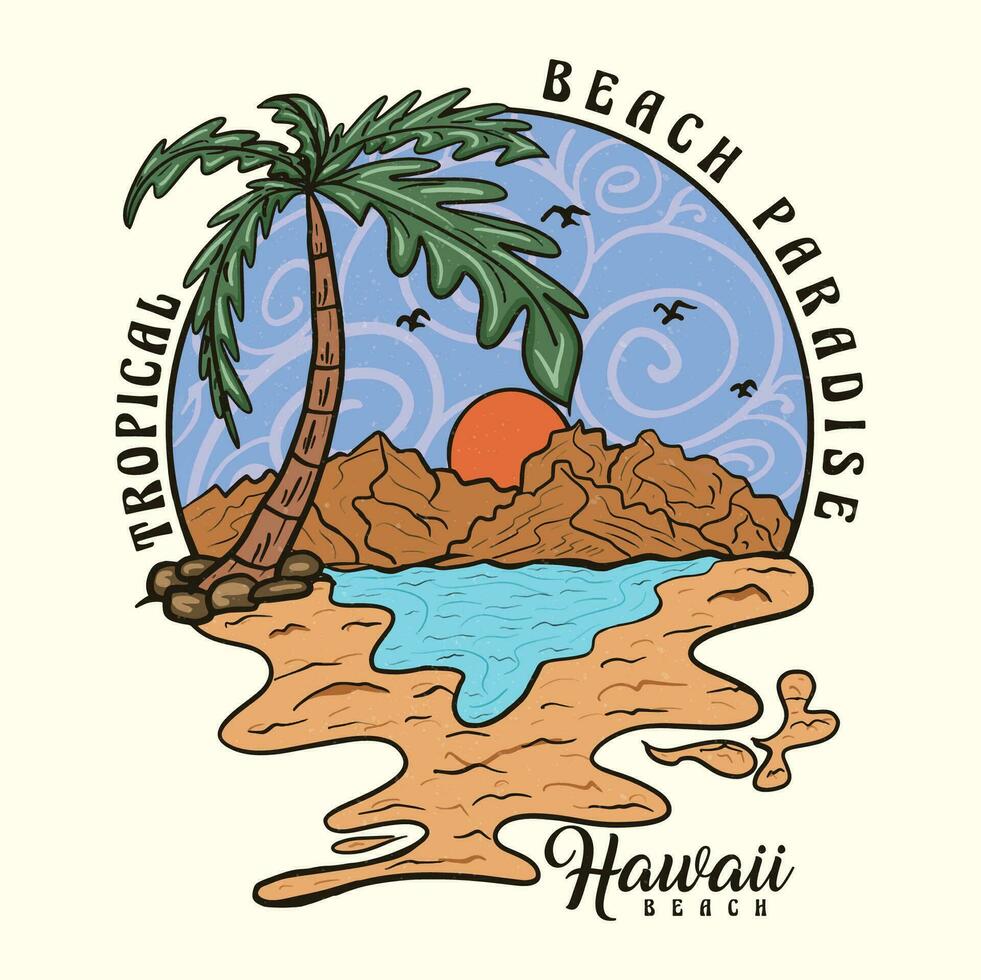 Tropical Beach Paradise long beach California summer time, summer beach sunshine vector print design artwork, take me to the sunshine, Beach Paradise Print T-shirt Graphics Design.