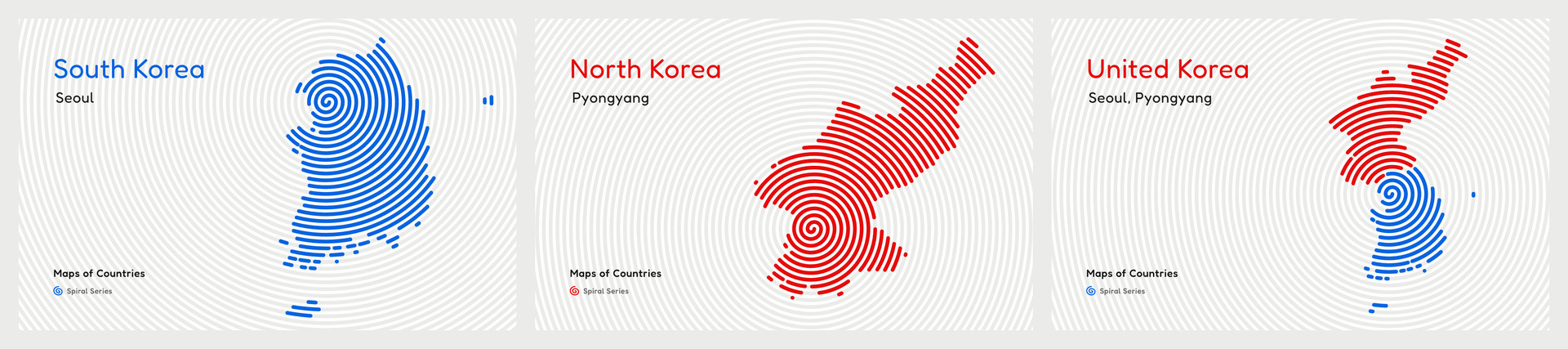 Creative maps of South and North Korea. Political map. Seoul, Pyongyang ...