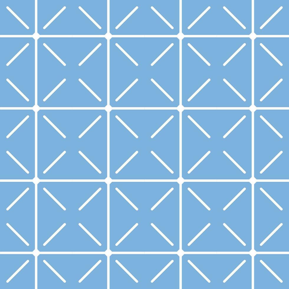 Traditional greek or mediterranean abstract tile ornament, vector blue seamless pattern.