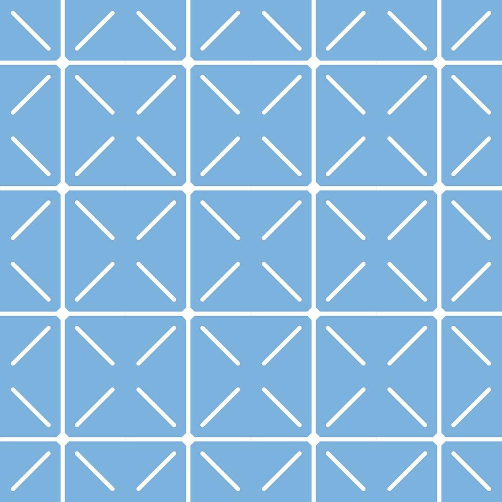 Traditional greek or mediterranean abstract tile ornament, vector blue seamless pattern.